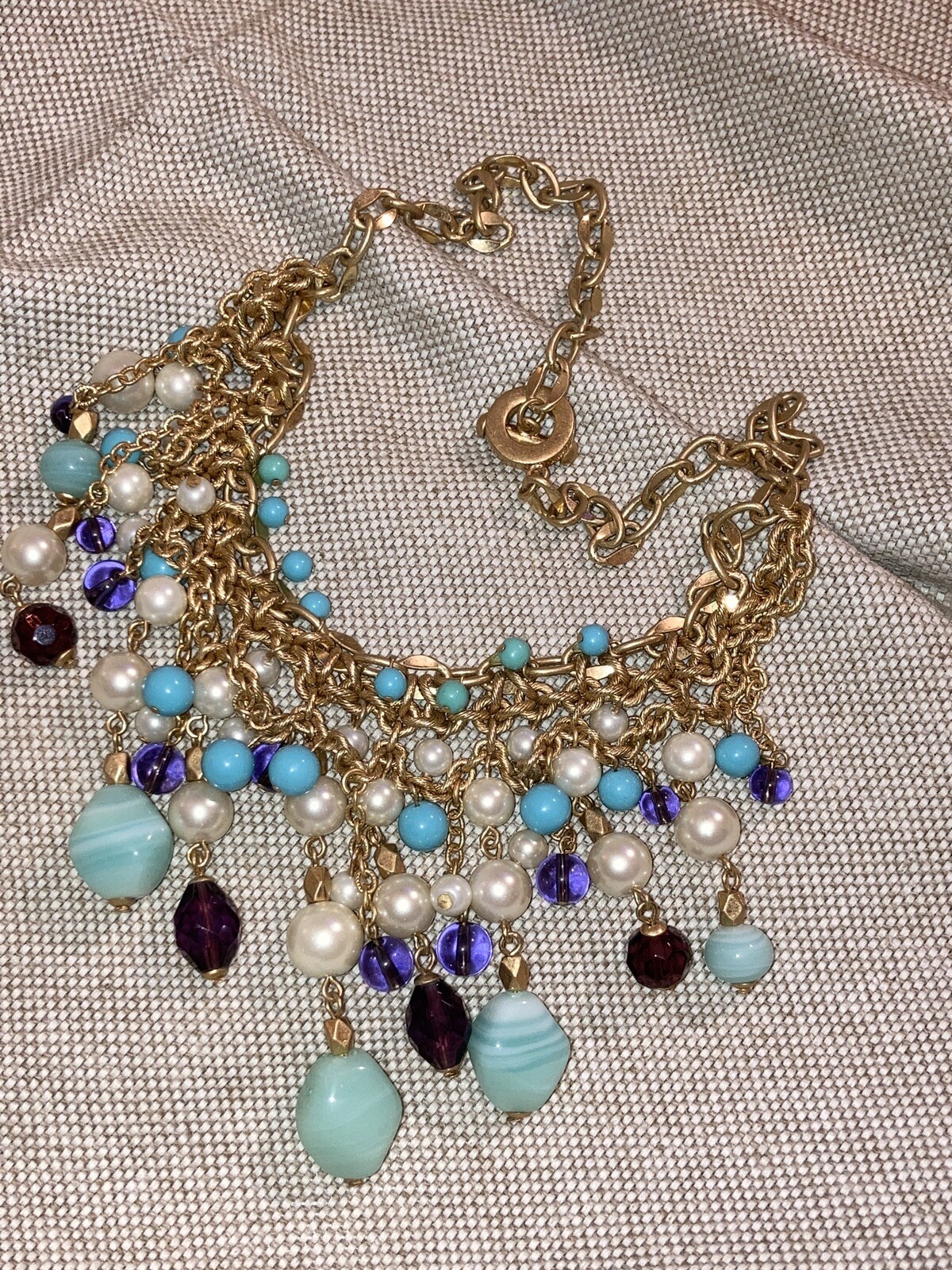 Carol Lee Multi Stone Bib Collar Statement Gold N… - image 18