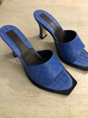 Ladies Square Toe Sandal Heel Uk4 JAGGAR ITALIAN Blue Snake
