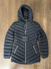 Moose Knuckles Women Rockcliff Hooded Down Jacket Size SMALL Black New With Tag