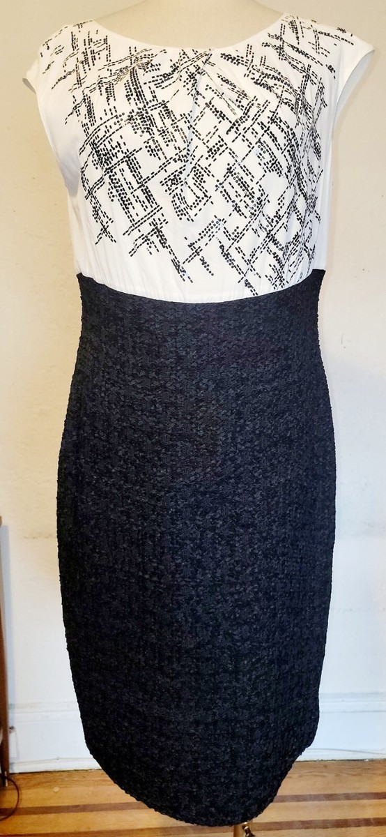 st john beaded dress St John Knit Party Dress With Square Neck / Beaded Large Puff Sleeve/ Mint Condition and FREE Elbow Length Dress Gloves