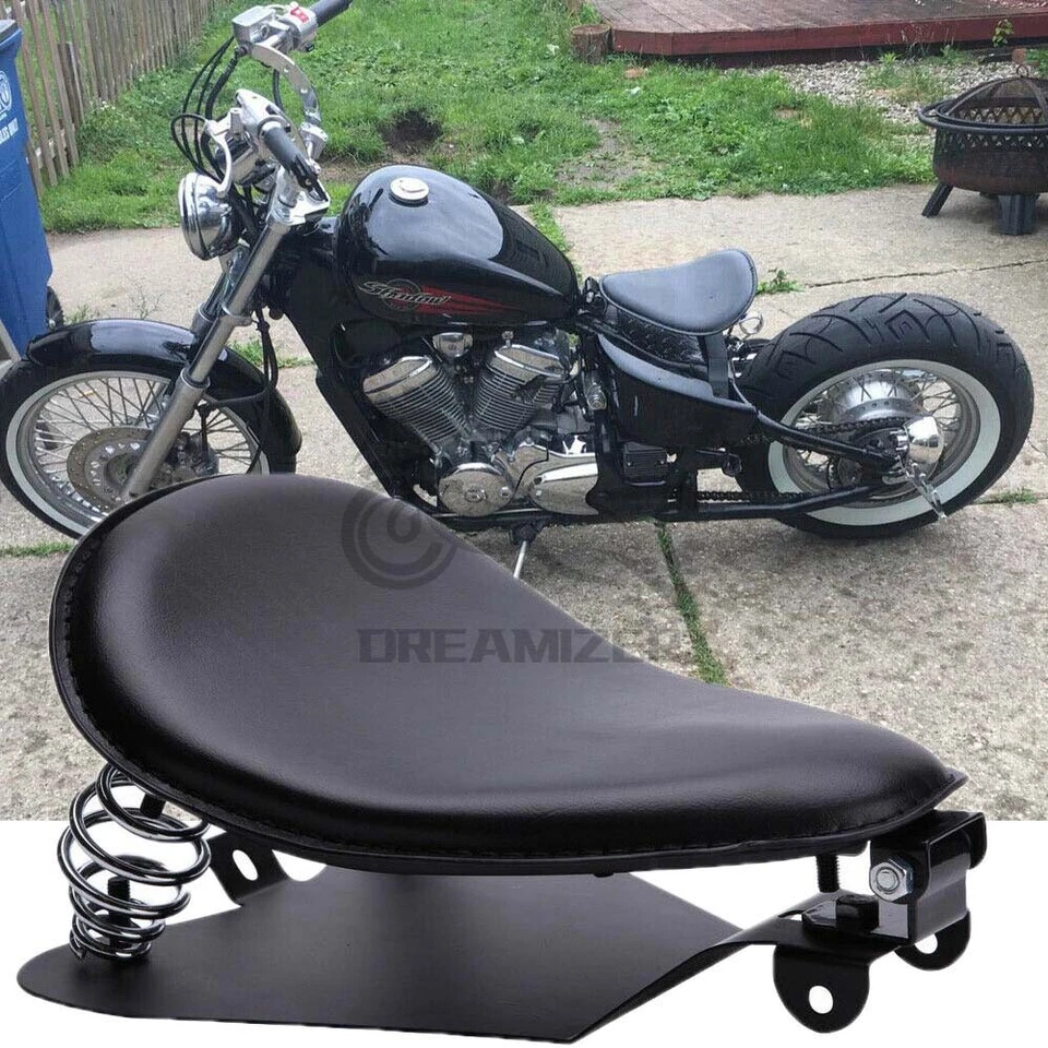 Soporte de resorte de asiento de conductor solo negro para motocicleta Harley Chopper Bobber Dyna Foto 2 de 4