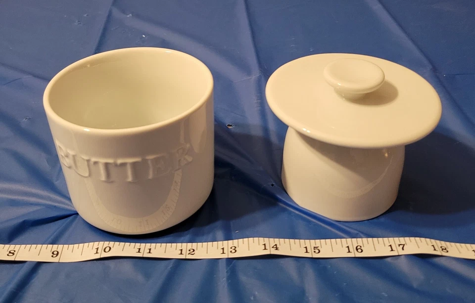 Plato Campana Guardián de Mantequilla Estilo Francés Porcelana Blanca Diario Fitz & Floyd Foto 2 de 4