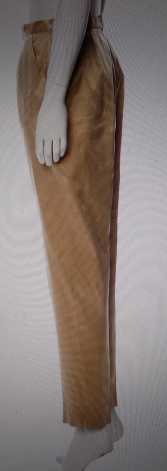 Prada 复古 90 年代/2000 年代缎面米色 Miuccia Prada 正装裤高腰二手状况完好 24.5 W — 第 2/4 张图片