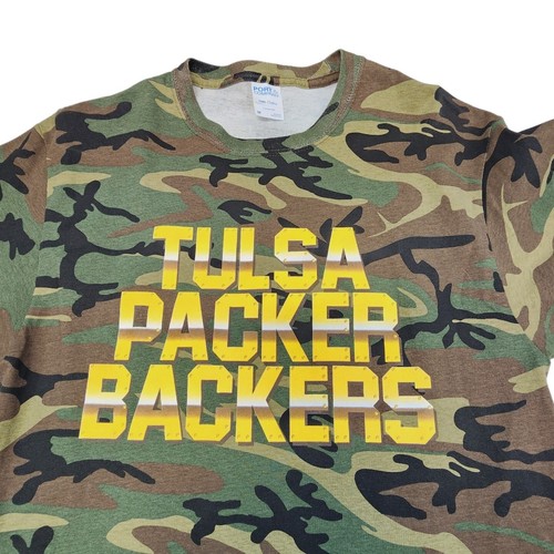 Tulsa Packer Backers Mens T Shirt Size M Medium Camo Green Flag Graphic Tee - Picture 4 of 7