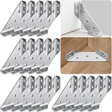 20-Pack Heavy-Duty Stainless Steel Corner Brackets for Furniture & Shelving