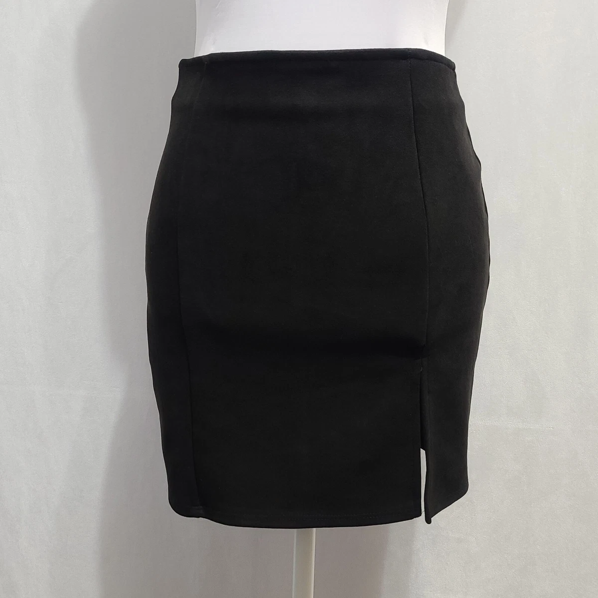 Black suede mini skirt top