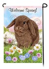 Welcome Spring Garden Flag - Chocolate Mini Lop Rabbit
