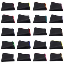 Men Black Linen Cotton Pocket Square Wedding Party Business Handkerchief Hanky