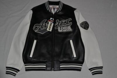 SALE AUTHENTIC MENS AVIREX SCRIPT USA VARSITY Leather BOMBER