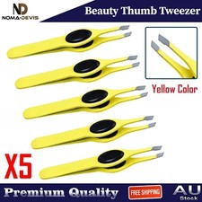 EYEBROW BEAUTY HAIR REMOVAL TWEEZERS ARCHED CLAW SLANTED POINTED SET OF 5 YELLOW
