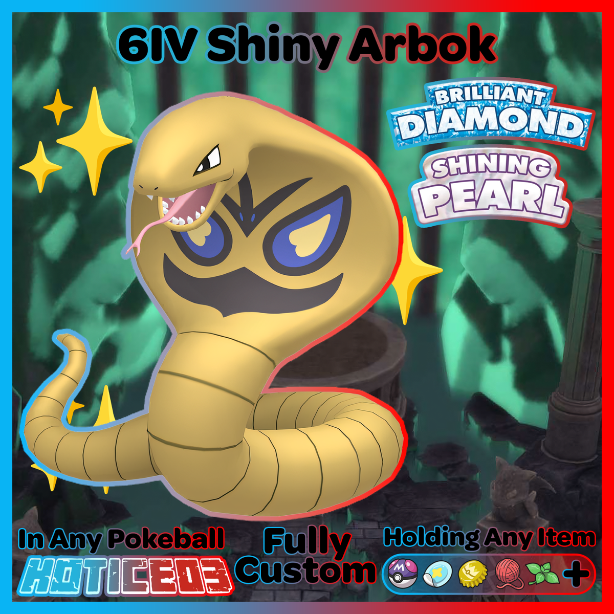 Shiny ARBOK 6IV  Pokemon Brilliant Diamond and Shining Pearl lv100 +EVs