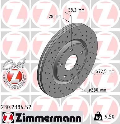 2X Zimmermann 230.2384.52 Bremsscheibe FüR Chrysler Fiat Lancia VW-image