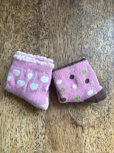 2 Pairs Of Robeez Socks 0-6 Months Made In Korea Pink Hearts Dots Scalloped New