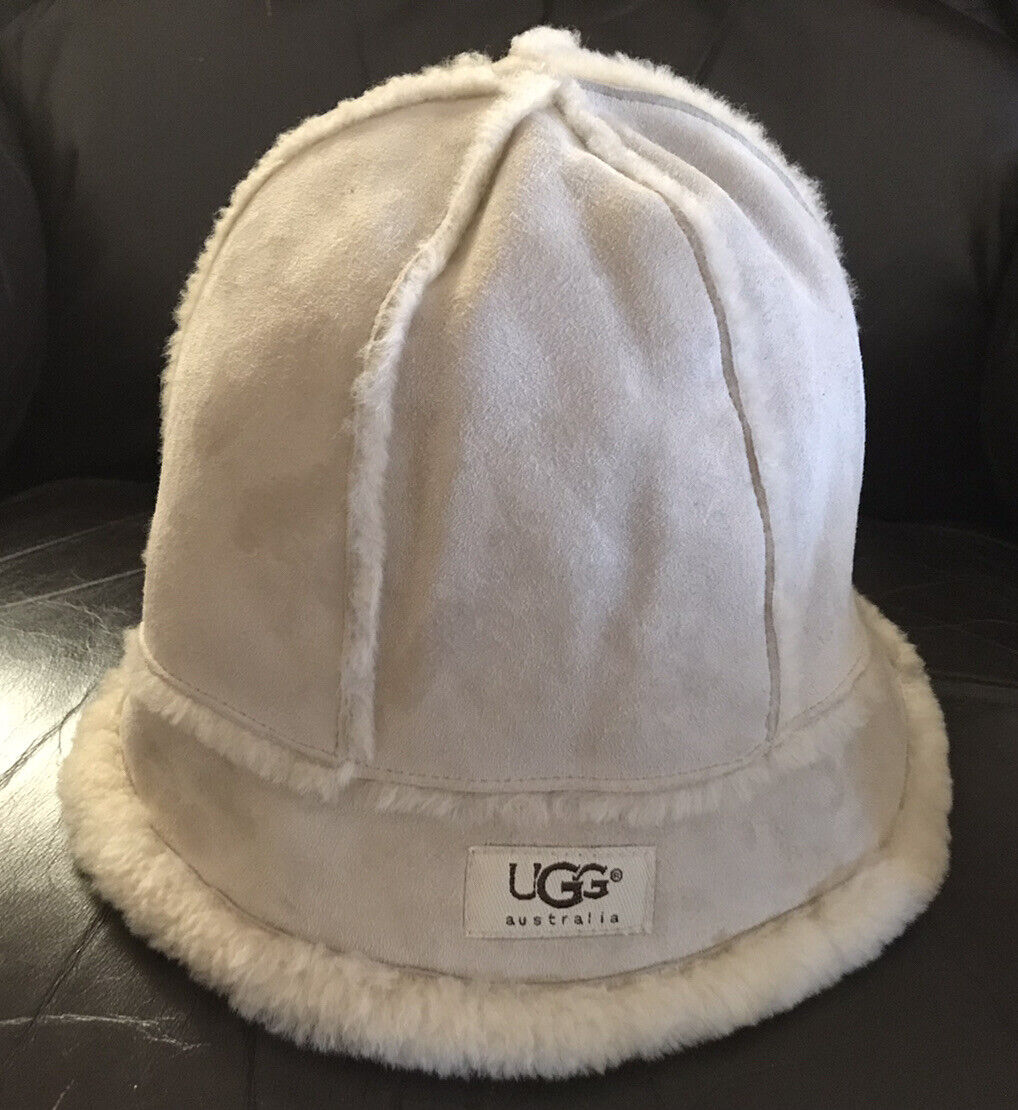 UGG Beige Suede Shearling Ultra Bucket Hat