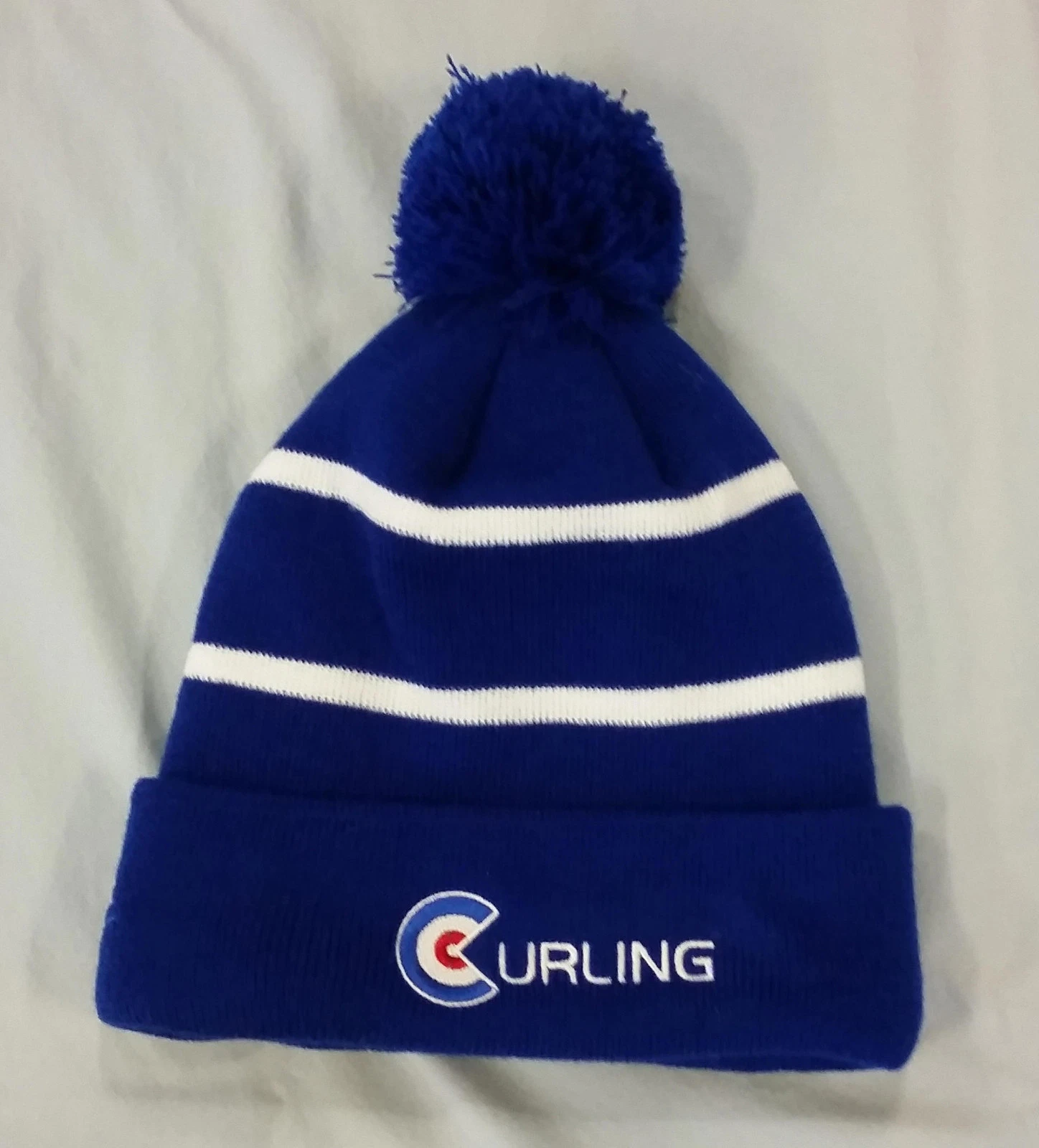 Fleece lined Curling Stocking Hat Olympic Games Blue
