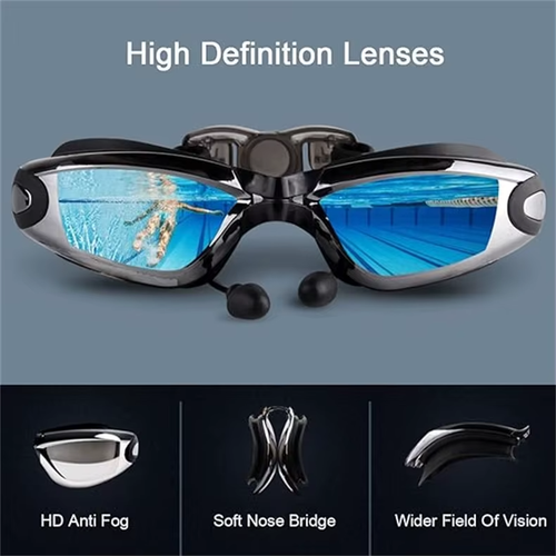 Swimming Goggles Anti-Fog UV Protection – Leak-Proof, Adjustable with Ear Plugs - Picture 4 of 15