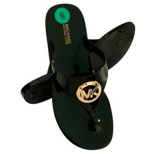 MSRP 72.99 NWT MICHAEL KORS WOMEN'S BLACK SANDALS FLIP FLOPS SIZE 7 8 9 10 11