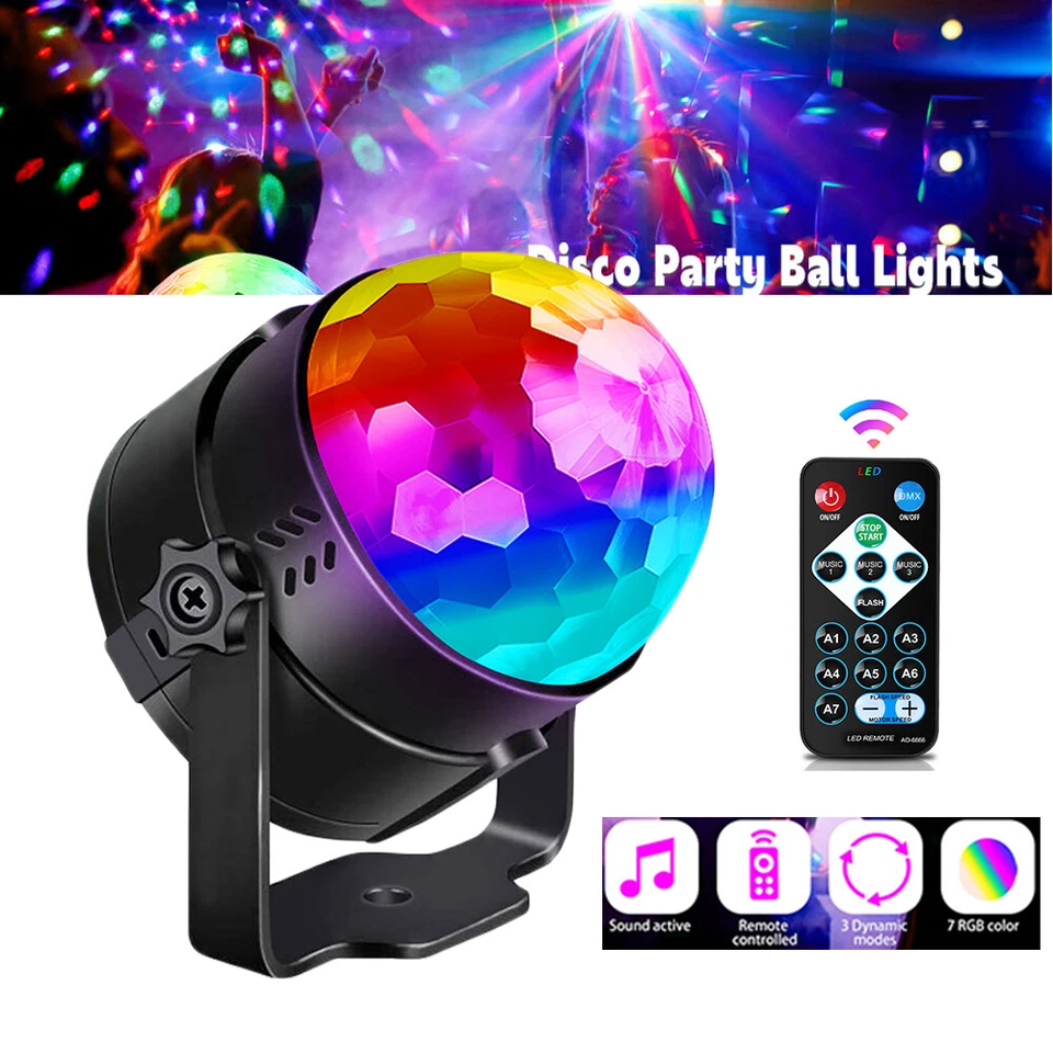 2pack Disco Party Lights Strobe LED DJ Ball Remote Control Bulb Dance Lamp Decor - Image 2 of 4