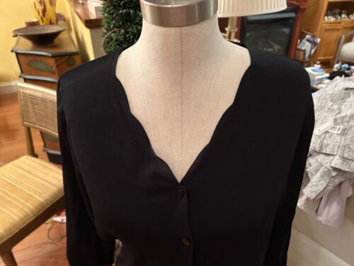 HAMPSHIRE Studio Women’s Black Cardigan Size Lg. Lace he. 3/4 sleeves - Picture 2 of 6