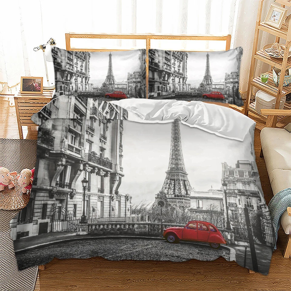 Parure de lit housse de couette avec taie d'oreiller tour Eiffel Paris toutes tailles - Photo 2/4