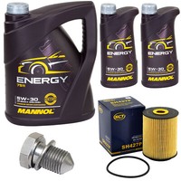 MotoröL Set Mannol Energy 5W-30 7 Liter + ÖLfilter + Schraube FüR Vw Touareg 3.2