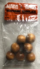 New Pack of 7 Large Brown Round Wood Macrame Beads 27 mm (1 inch) diam Mard Bead