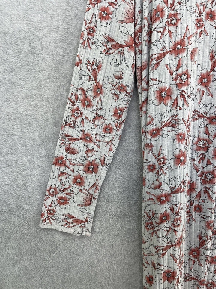 Cárdigan largo para mujer Lularoe manga larga gris floral acanalado talla mediana Foto 4 de 4