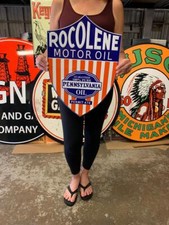 Antique Vintage Old Style Sign Rocolene Oil Pennsylvania Made in USA
