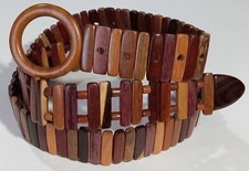 Wood Belt Adjustable Flexible Boho Hippie Wooden 33 - 43 Inch