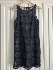 Ann Taylor LOFT Black Crochet Eyelet Sleeveless Modi Dress Size 2