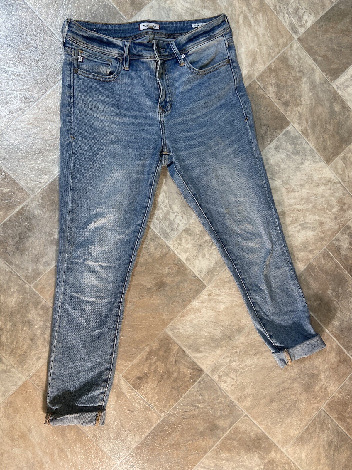 Dear John Jeans Women's 28 Blue Light Wash Gisele High Waist Skinny Raw Hem