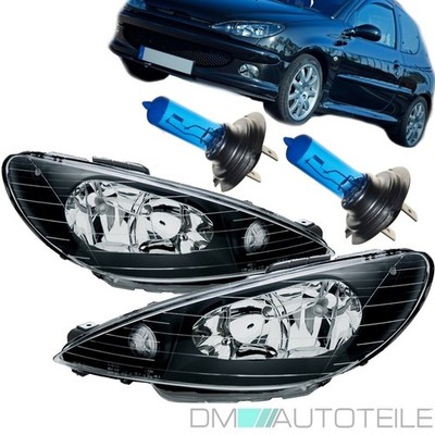 Satz Peugeot 206 Scheinwerfer 98-07 Rechts Links Klarglas Schwarz +XENON BIRNEN