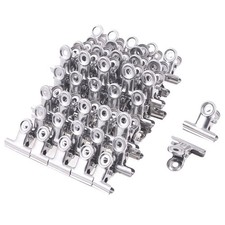 60 Pack 1.2 Inch Bulldog Clips Metal Hinge Clips Bull Binder Paper File Clamp
