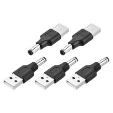 5Pcs USB to DC Power Adapter, 5V USB A Male to DC 5521 Male Adapter
