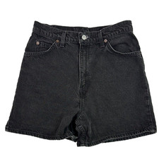 Vintage Levi's 920 Relaxed Fit Black Denim Shorts Size 12 Orange Tag 1994