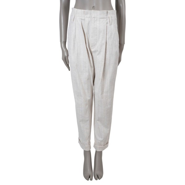 Pantalon plissé crème coton & lin 2020 40 S