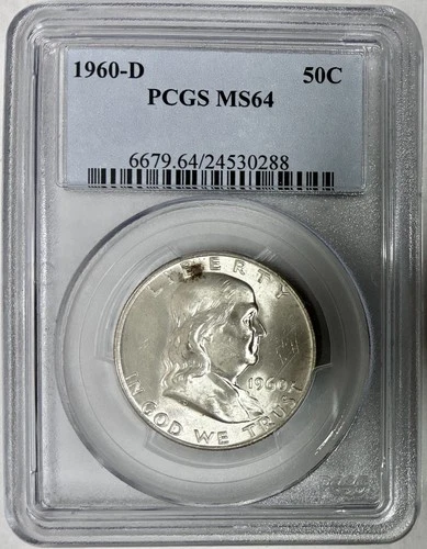 1960-D Silver Ben Franklin Half Dollar, PCGS MS-64
