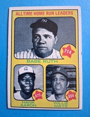 1973 Topps Record Breakers Babe Ruth/Hank Aaron/Willie Mays #1 Yankees Braves