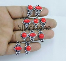 Lotto all'ingrosso anelli fatti a mano in argento sterling 925 con pietre pre...