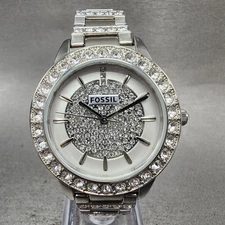 Fossil Watch Women 34mm Silver Dial Silver Tone Round ES3097 New Battery