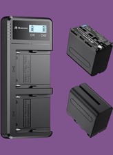 Powerextra NP-F970 Batteries Fast Dual USB Charger LED Light 8800mAh Capacity