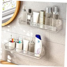 2pc Acrylic Wall Mount Organizer, Adhesive Shelf, Bathroom Shelves 2pcs-clear
