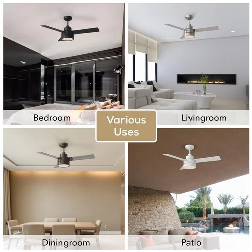 Monte Carlo Jovie 52" 3 Blade Ceiling Fan w/ Light Kit, Brushed Steel - Picture 7 of 7