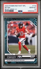 PSA 10 Bo Nix 2024 Panini Instant #113 Blue Viper One of One, 1/1 Rookie Card