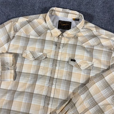 Howler Bros H Bar B Tech LS Isley Plaid Western Shirt SZ 2XL Pearl Snap Yellow