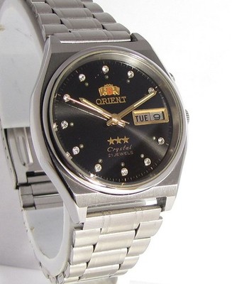 Vintage ORIENT Crystal 3 STERNE Herren Automatik Japan Armbanduhr Edelstahl