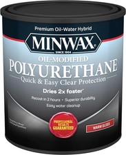 Minwax Water Based Oil-Modified Polyurethane, Warm Gloss, Clear, 1 Quart