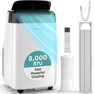Portable Air Conditioner, With Dual Motor, Dehumidifier & Fan | 8,000 BTU AC ...