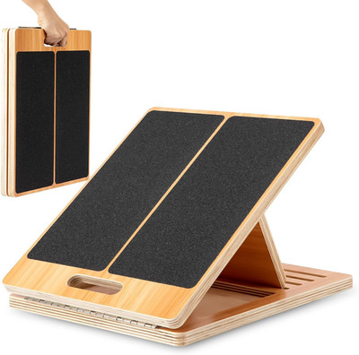Strongtek 13  Wide Portable Wooden Slant Board, 5-Level Incline (15°-35°), Lower