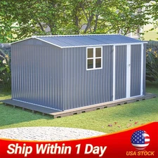 8x12FT Outdoor Metal Storage Shed Garden Heavy Duty Tool Shed with Lockable Door